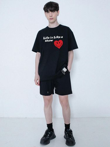 Smile Heart Logo Short Sleeve T-shirt_Black - GRAVER - Modalova