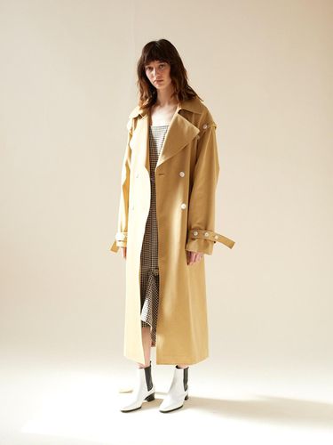 Button Trench Coat Beige - LEUNI - Modalova