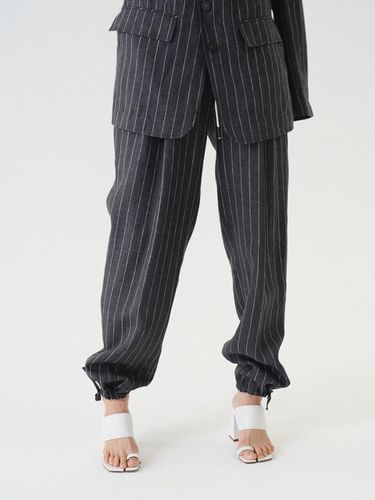 Striped Linen Pants Charcoal Gray - AEER - Modalova