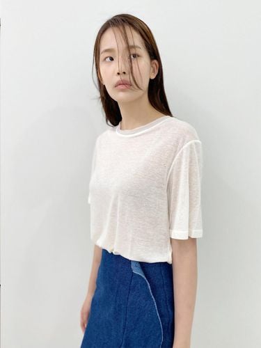 Neck chiffon contrasting t-shirt - ANNE AND THE CRWD - Modalova