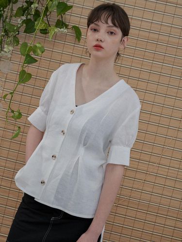 Linen Waist Pintuck Shirt White - 1159STUDIOS - Modalova