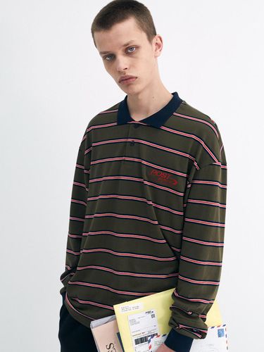 Post Striped Polo Tee_Khaki - STAFFONLY - Modalova