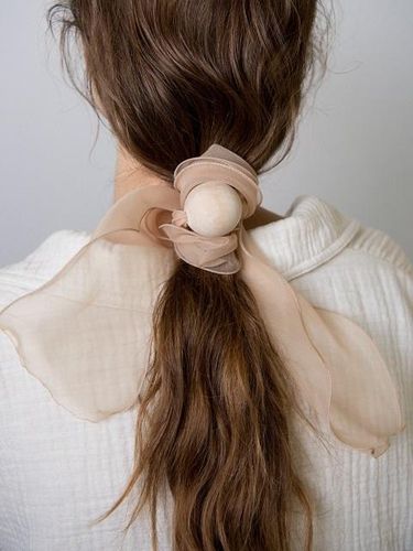 Wooden Hair Scarf Beige - BAEBAE - Modalova