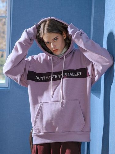 UNISEX] Slogan Contrast cut Basic Hoodie - Lavend - BALANT - Modalova