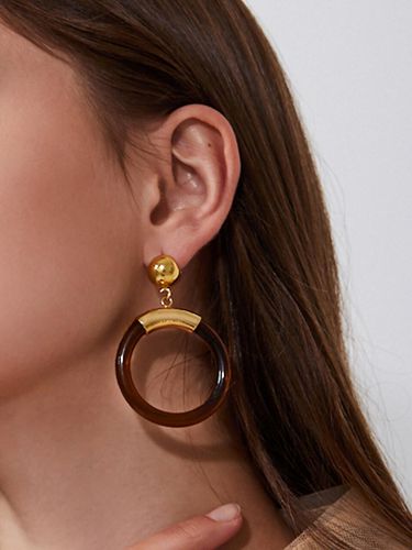 Lovin Pipe Ball Earrings Khaki Brown - DIDIBOYU - Modalova