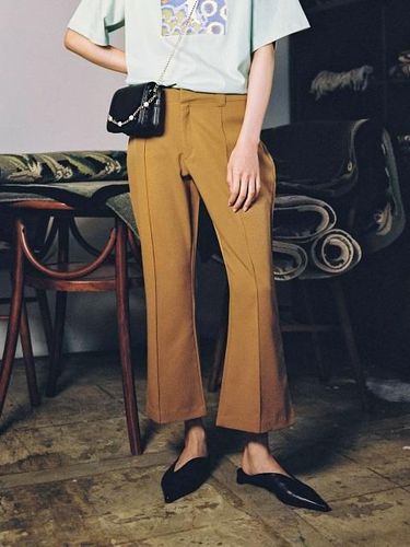 Brown Crop Flare Pants - oneninenineone - Modalova