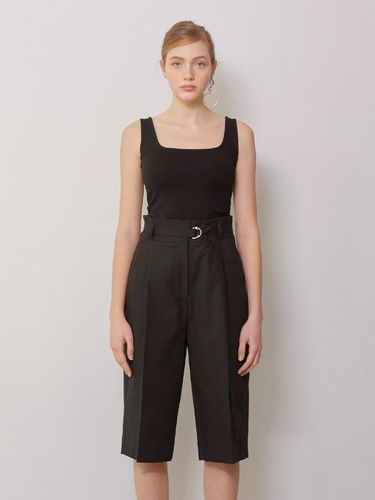 Basic Square Neck Sleeveless Top Black - MANNON - Modalova