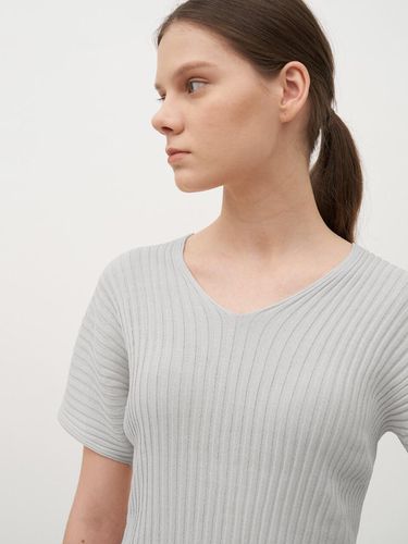 TTR RIBBED V-NECK BALLOON KNIT TOP - MOHAN - Modalova