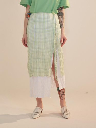 Skirt Check Inner Layerd Wind Green - AEER - Modalova