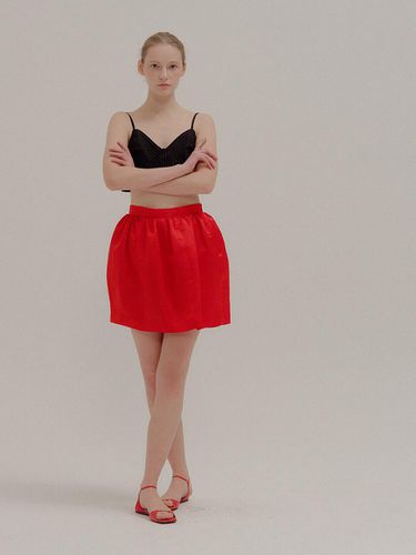 POISON Red Shirred Mini Skirt - EENK - Modalova