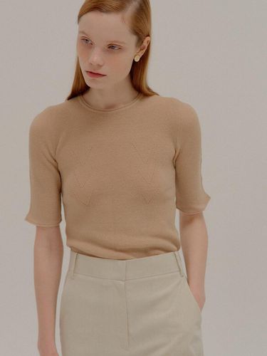 Paper Crewneck Knitted Top Beige - EENK - Modalova