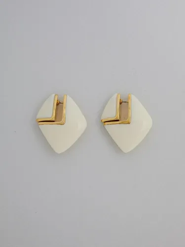 Diamond Retro Earrings Cream - viollina - Modalova