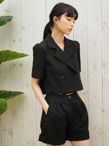 Linen Jacket Shirt Black - bibyseob - Modalova