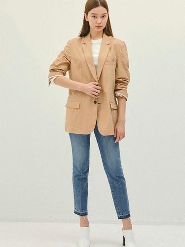 Beige_Nylon Oversized Blazer-IJ030 - HALEINE - Modalova