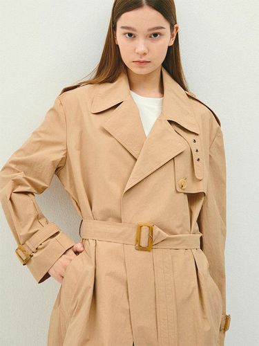 Beige_Nylon Oversize Trench Coat-IJ031 - HALEINE - Modalova