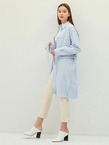 Blue_Gingham Checks Oversize Dress-IT055 - HALEINE - Modalova