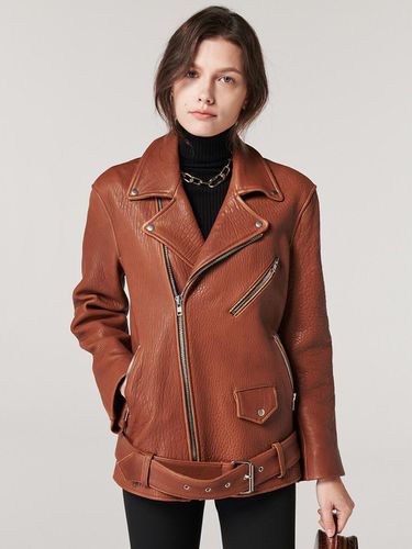 Oversize Leather Biker Jacket Brown - THE SUIN - Modalova