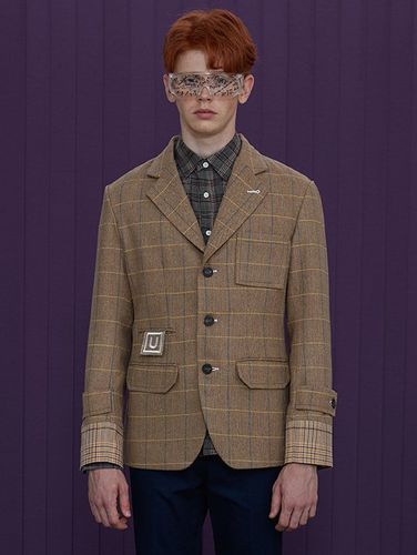 Unisex] Wool Check Jacket (Beige) - UNALLOYED - Modalova