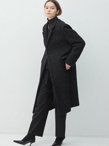 Black Tweed Long Single Coat-KJ014 - HALEINE - Modalova