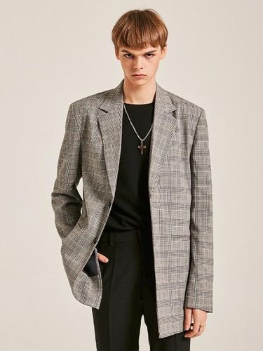 CLASSY CHECK SINGLE JACKET_GRAY - YAN13 - Modalova