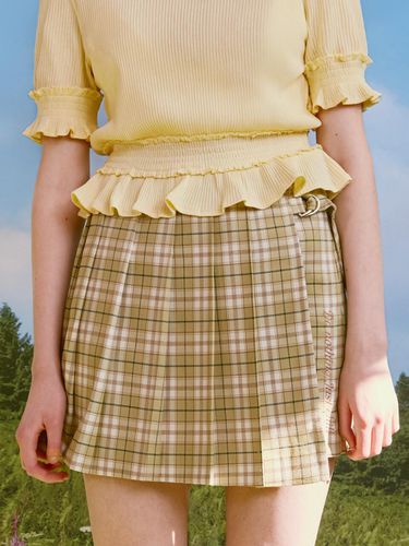 Check Pleat Wrap Skirt Green - ROLAROLA - Modalova