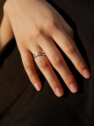 Two Line Silver Ring - MARSBOM - Modalova