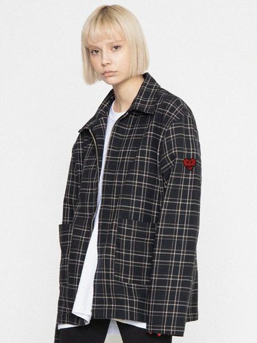 Heart Smile Embroidery Check Shirt Jacket - GRAVER - Modalova