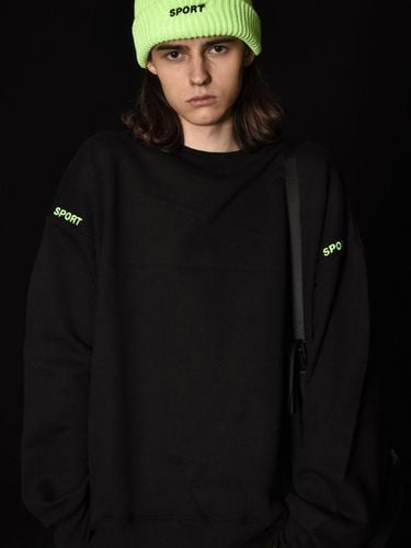 Unisex]Square Heavy Terry Cotton Sweatshirt_Black - PIGMILLION - Modalova