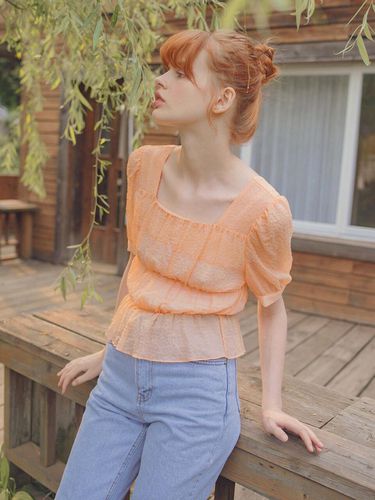 Bubble Square Blouse Apricot - Hackesch - Modalova