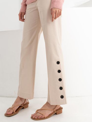 Linen Slit Button Pants Beige - THE SUIN - Modalova