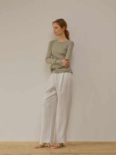 Linen Blend Pants Gray - UIJI - Modalova