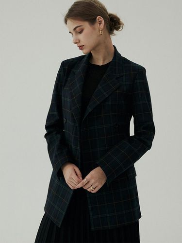 Marianne Double Jacket Navy Checked - BLUV - Modalova