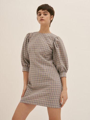 Volume Sleeves Check Dress - BLUV - Modalova