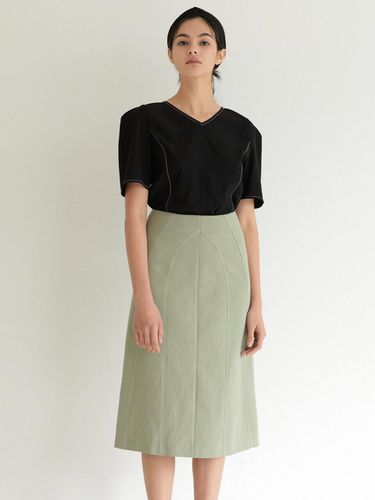 Curved Cutting Midi Skirt_Mint - BLUV - Modalova