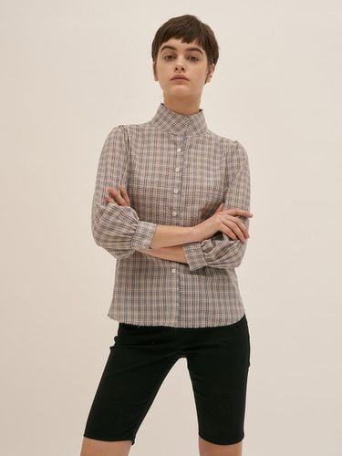 High Neck Check Blouse - BLUV - Modalova