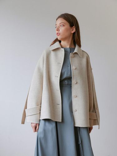 Belt Point Half Check Handmade Coat - MODERNABLE - Modalova