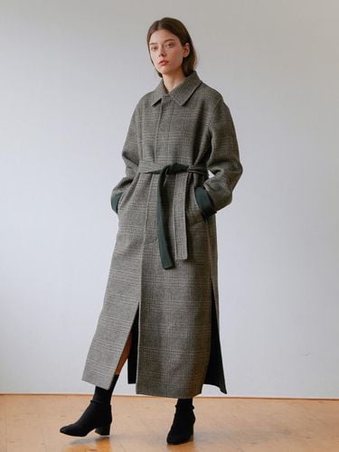 Check Long Wool Handmade Coat Green - MODERNABLE - Modalova