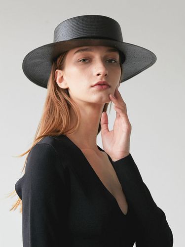 Boater Hat Black - NUHAT - Modalova