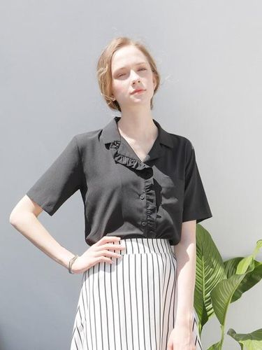 FRILL pajama SHIRT BLACK - bibyseob - Modalova