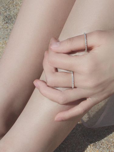 Silver_2Set_Linestone Ring Set - POSTLUDE - Modalova