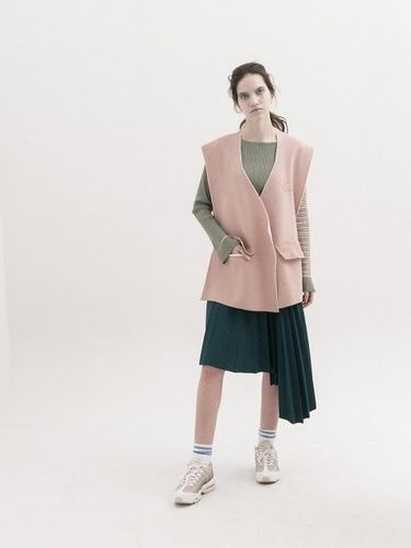 Oversized Knitted Vest Outer - Pink - Moonhee - Modalova