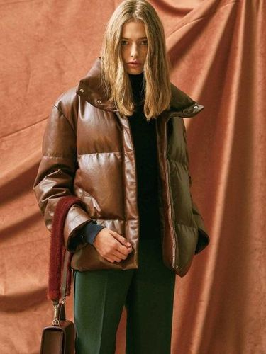 Leather Down Filled Jacket Brown - THE SUIN - Modalova