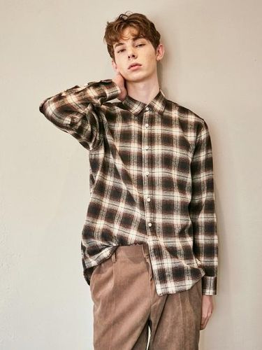 Glen Check Over Fit Shirt_Brown - YAN13 - Modalova