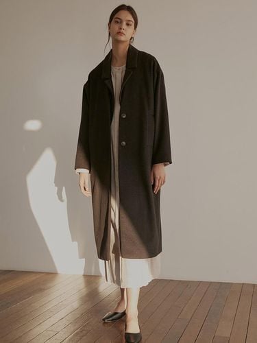 Way Layered Long Coat - Brown - GRID SEOUL - Modalova