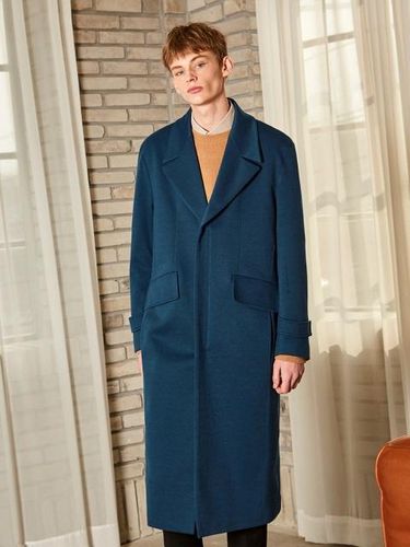 Twill Oversize Long Coat Blue - YAN13 - Modalova