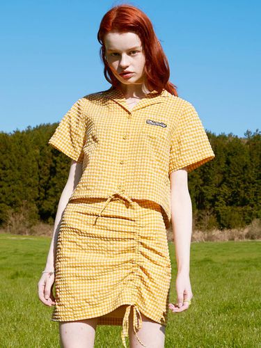 BL-20302) Check String Crop Shirt_Mustard - ROLAROLA - Modalova