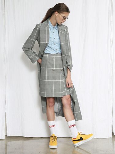 Gray Check Skirt - JOSEPH AHN - Modalova