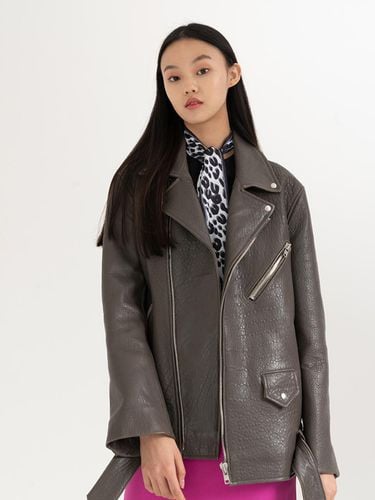 Oversize Leather Jacket Grey - THE SUIN - Modalova