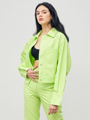 Cropped Snap Shirt Jacket_Lime - ONNE - Modalova