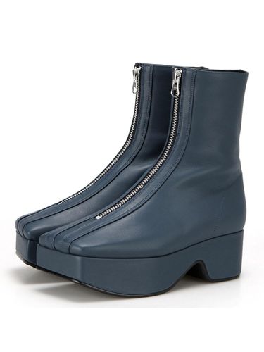 Squared Toe Zip Front Ankle Boots_Prussian Blue - FLAT APARTMENT - Modalova